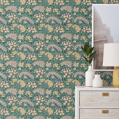Garden Removable Wallpaper - Green/Tan, Swatch
