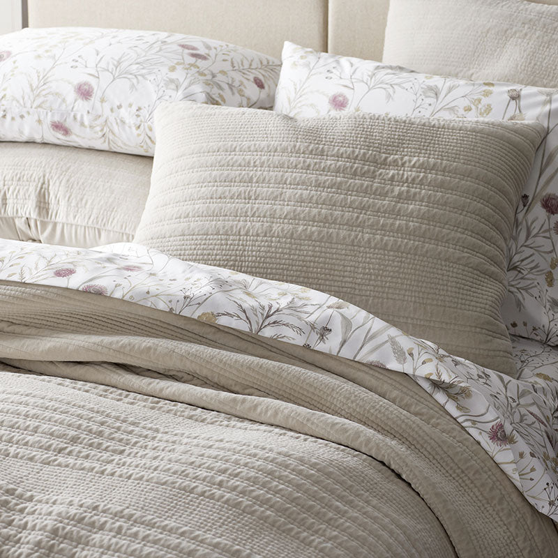 Line Stitch Velvet Quilt - Light Sand, King/Cal. King