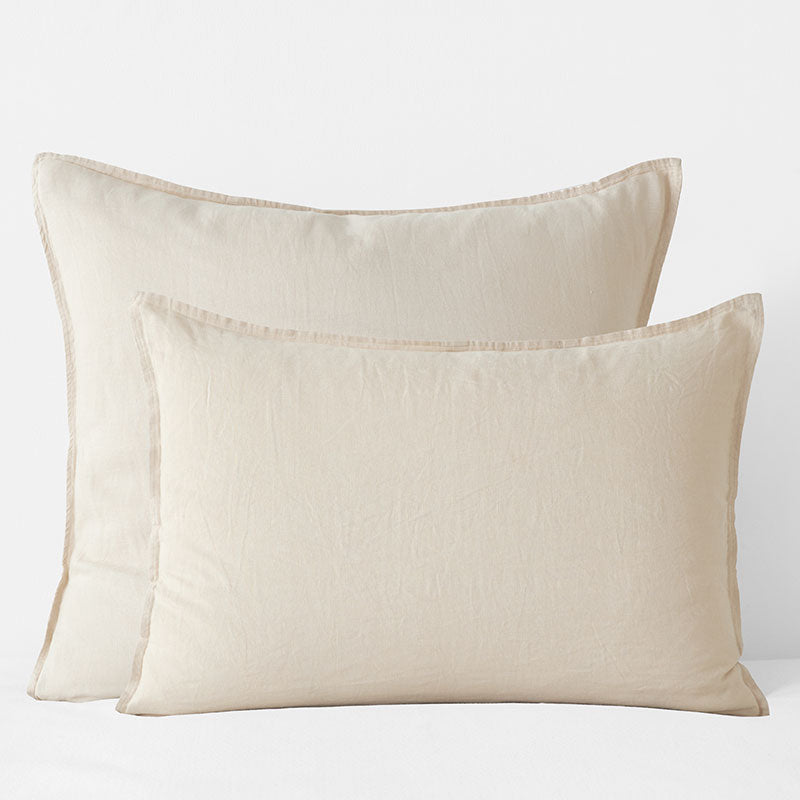 Premium Breathable Washed Linen Solid Sham - Parchment, Euro