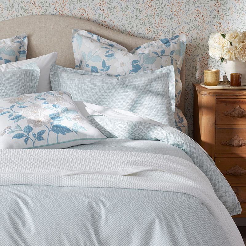 Clemencia Classic Cool Cotton Percale Sham - Geo Pale Blue, Standard
