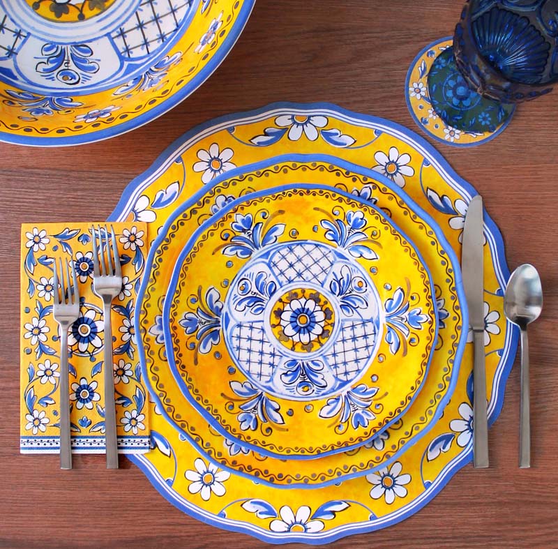 Benidorm Appetizer Plates, Set of 4 - Yellow