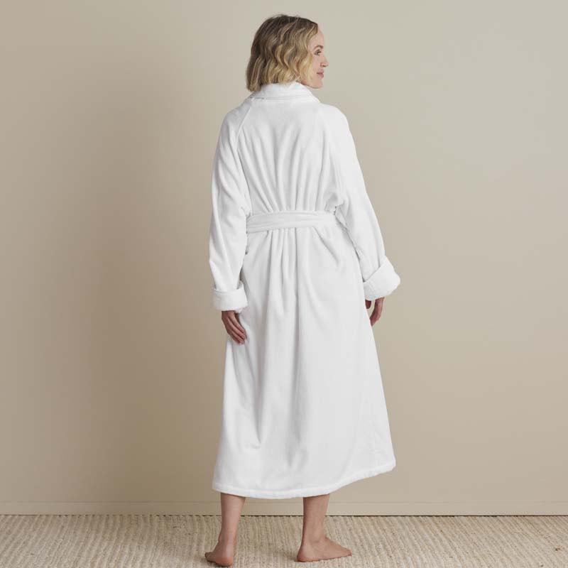 Velour Terry Unisex Robe - White, XXL