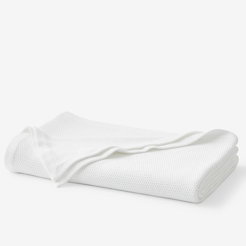 Garter Stitch Blanket - White, Full/Queen