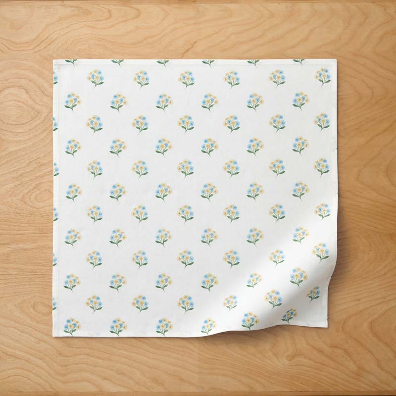 Garden Floral Cotton Napkins, Set of 4 - Gardenia Mist
