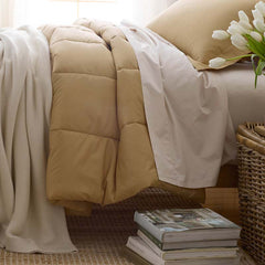 Solid Garment Washed Cotton Percale Comforter - Wheat, Twin/Twin XL