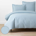 Tira Floral Classic Cool Cotton Percale Duvet Cover - Stripe Blue, King/Cal. King
