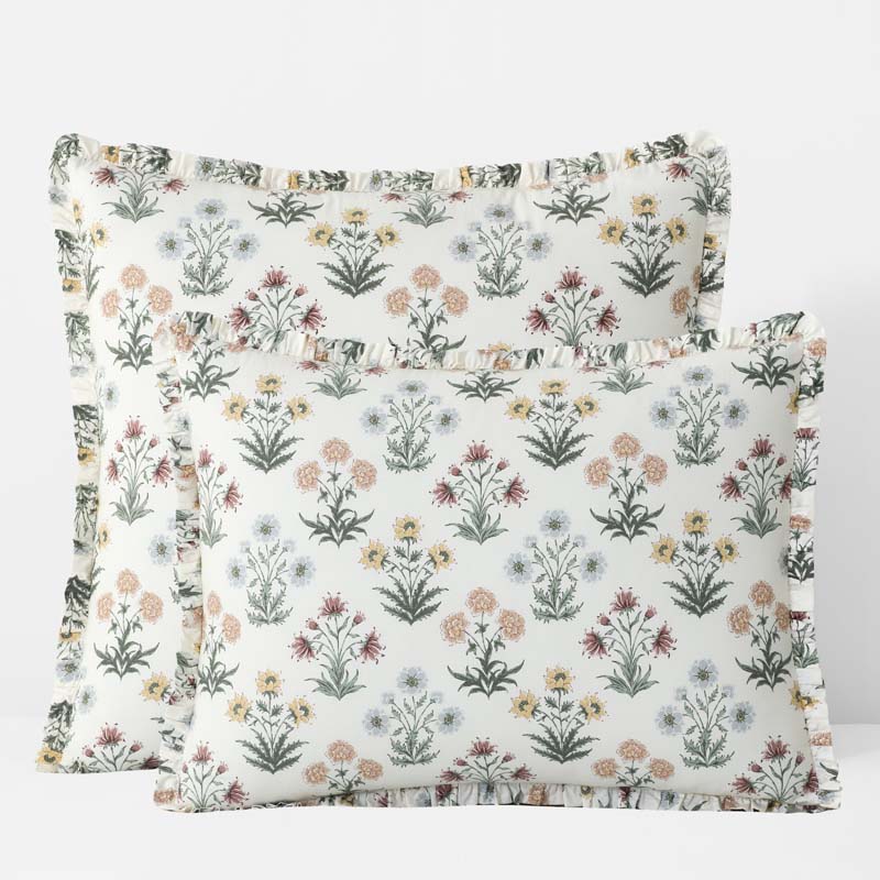 Garden Patch Reversible Garment Washed Cotton Percale Sham - Multi, Euro