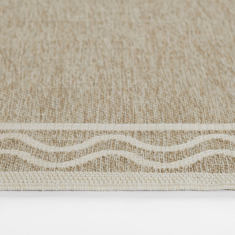 Wave Border Outdoor Rug -  Gray, 4' 1" x 6'