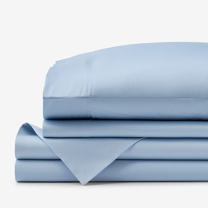 Classic Smooth Sateen Solid Bed Sheet Set - Light Blue, Full