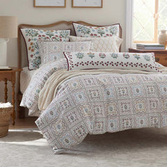 Lottie Classic Cool Cotton Percale Flat Bed Sheet - Ivory Multi, Full
