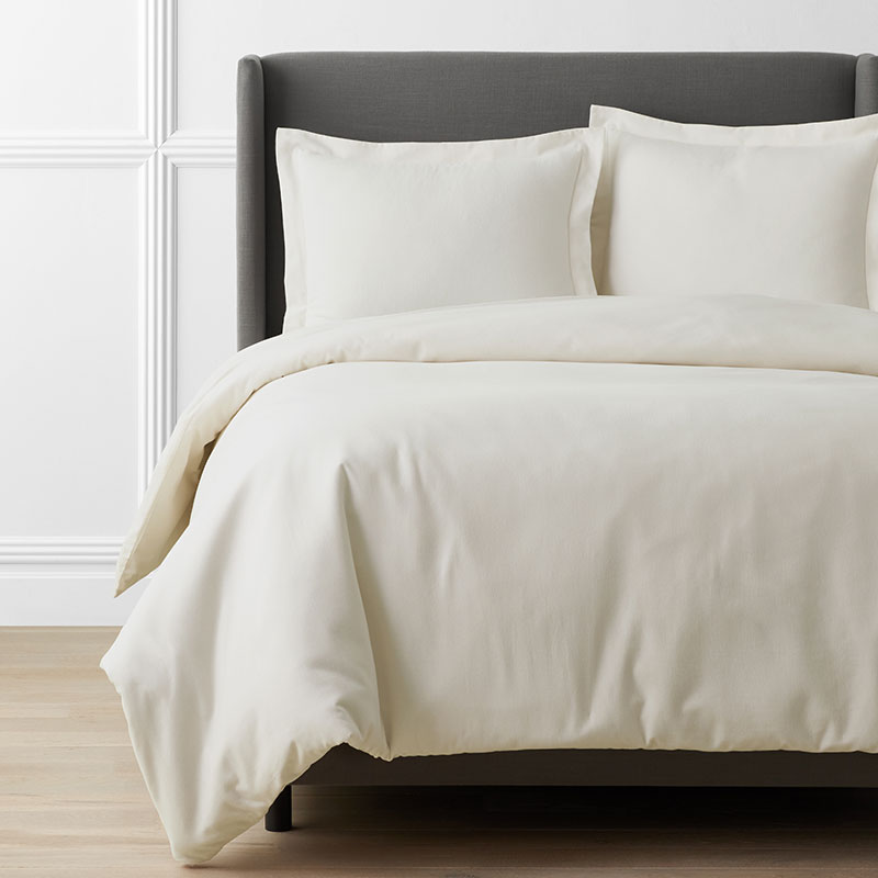 Classic Ultra-Cozy Cotton Velvet Flannel Solid Duvet Cover - Ivory, Twin/Twin XL
