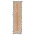Scallop Border Handwoven Jute Rug - Light Blue, 2' 3" x 8' Runner