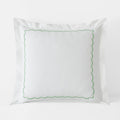 Embroidered Scallop Classic Cool Cotton Percale Sham - Green, Euro