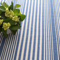 Rugby Stripe Denim Handwoven Indoor/Outdoor Rug - Denim, 2' 6" x 8' Runner