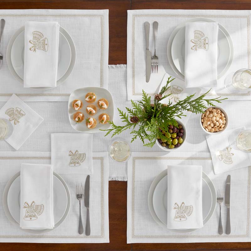 Metallic Cocktail Napkins, Set of 4 - Bells