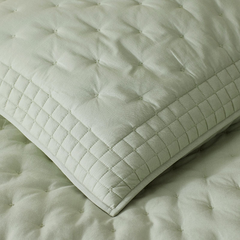 Pintuck Quilted Sham - Light Sage, King