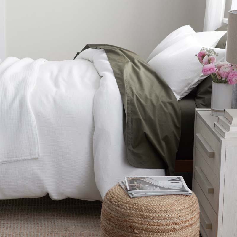 Mini Waffle Duvet Cover - White, Full/Queen