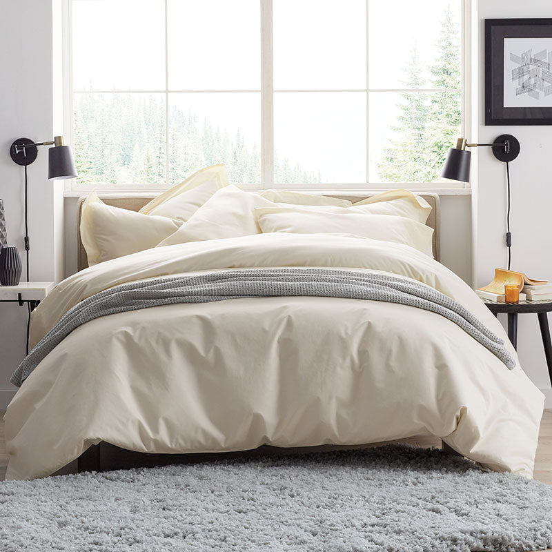 Premium Cool Supima® Cotton Percale Flat Bed Sheet - Navy, Full