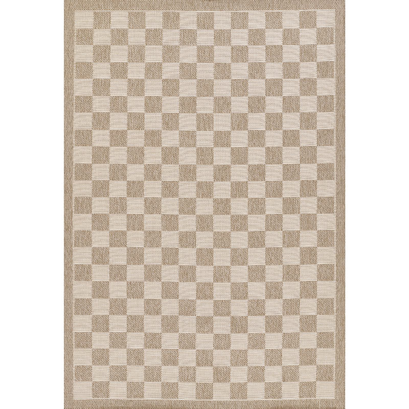 Checkered Outdoor Rug -  Gray, 4' x 6'