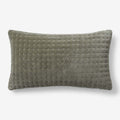 Tufted Stitch Velvet Decorative Lumbar Pillow Cover - Olive Green, 12 in. x 21 in.