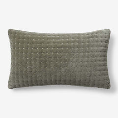 Tufted Stitch Velvet Decorative Lumbar Pillow Cover - Olive Green, 12 in. x 21 in.