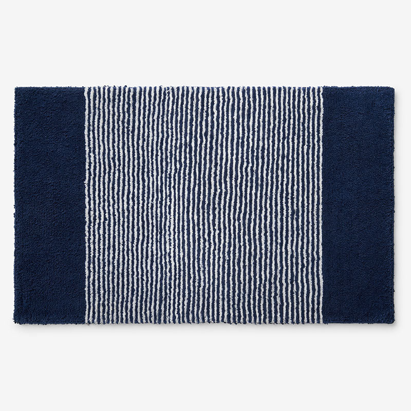 Striped Bath Rug - Navy, 21 in. x 34 in.