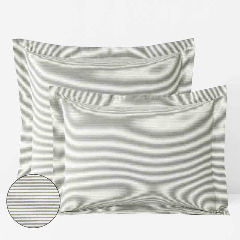 Classic Stripes and Plaids Cool Yarn-Dyed Cotton Percale Sham - Stripe Green, Standard