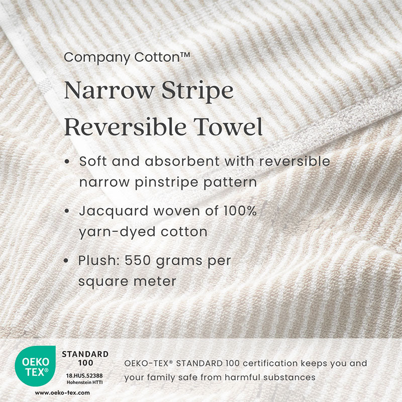 Narrow Stripe Reversible Cotton Bath Sheet - Taupe
