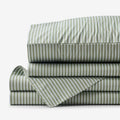 Tira Floral Classic Cool Cotton Percale Bed Sheet Set - Stripe Green, Twin