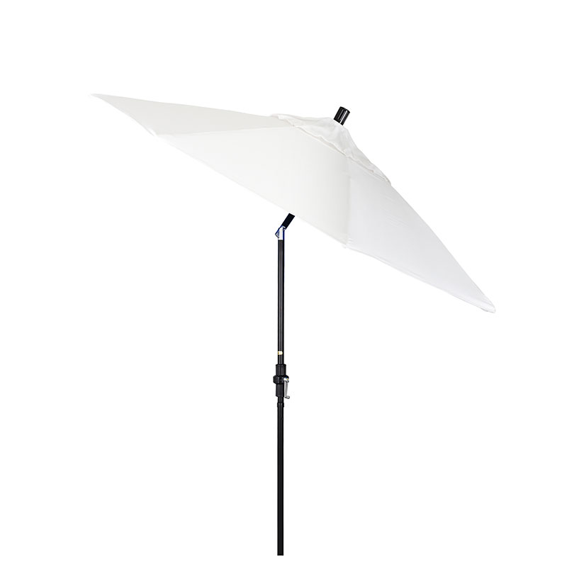 Round Outdoor Patio Umbrella, Fiberglass with Twist Tilt - Black Finish, Natural, 9'