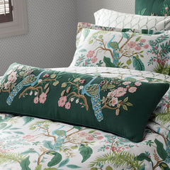 Peacock Decorative Lumbar Pillow Cover - Green Multi