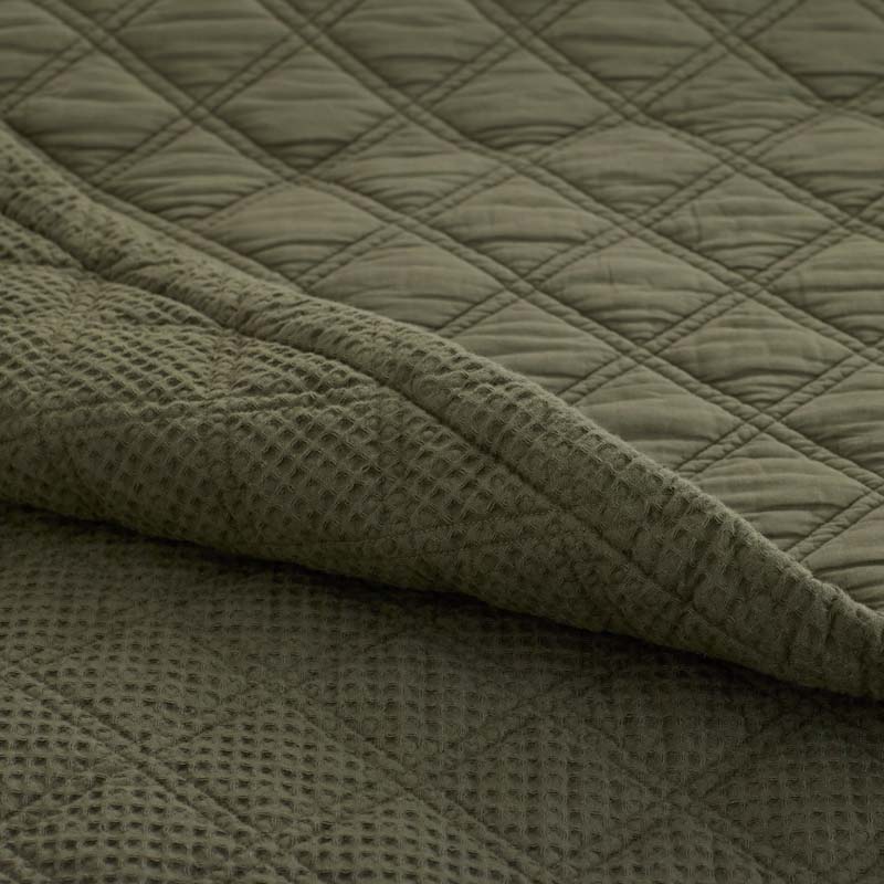 Waffle Quilted Sham - Olive, Euro