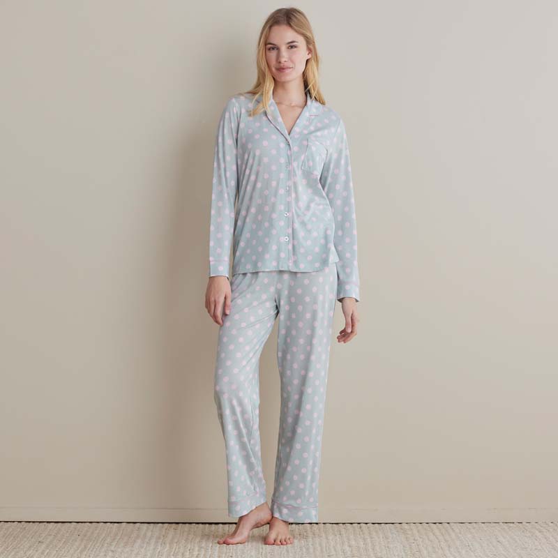 Cotton Modal Women's Button-Down Pajama Set - Pretty Dot, XXL