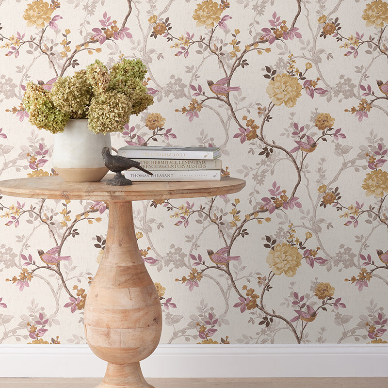 Traditional Bird Traditional Wallpaper - Light Yellow,