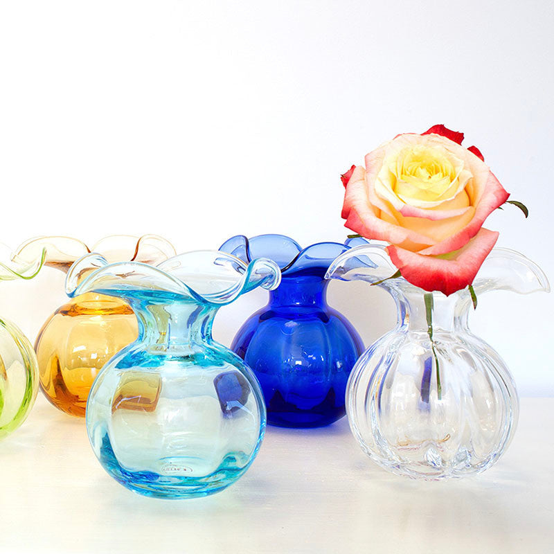 Hibiscus Glass Fluted Vases - Clear, Small