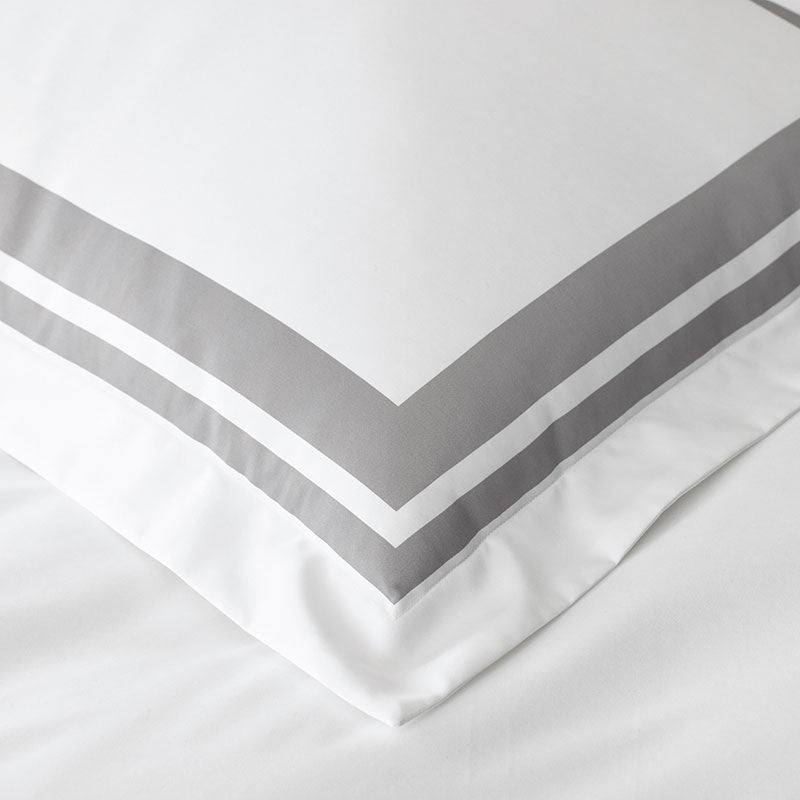 Double Border Premium Smooth Supima® Cotton Wrinkle-Free Sateen Sham - Silver, Boudoir