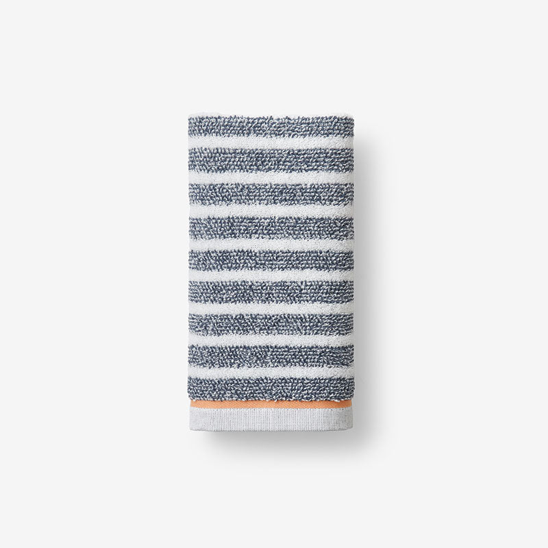 Mélange Stripe Reversible Cotton Hand Towel - Smoke Gray
