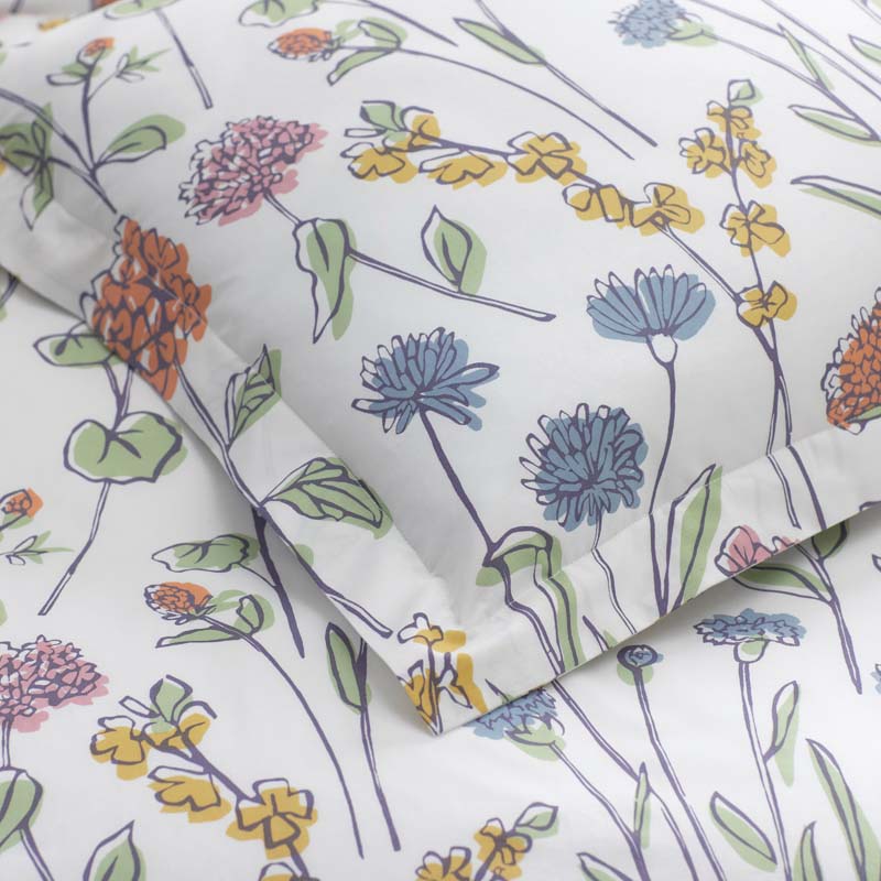 Garden Mirage Classic Cool Cotton Percale Bed Sheet Set - White Multi, King