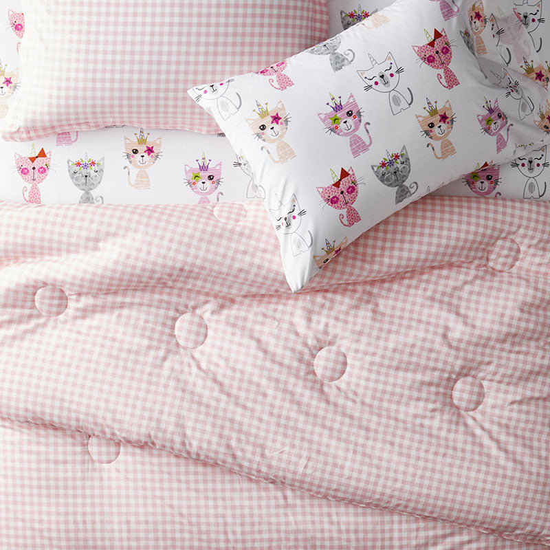 Gingham Classic Cool Organic Cotton Percale Duvet Cover Set - Petal Pink, Twin/Twin XL