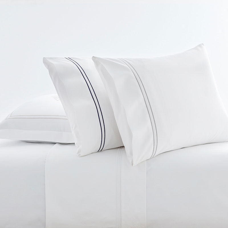 Dorset Stripe Luxe Smooth Egyptian Cotton Sateen Pillowcase Set - Gray, King
