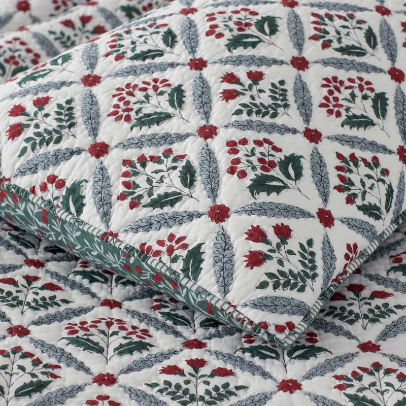 Elderberry Reversible Quilted Sham - White, Euro