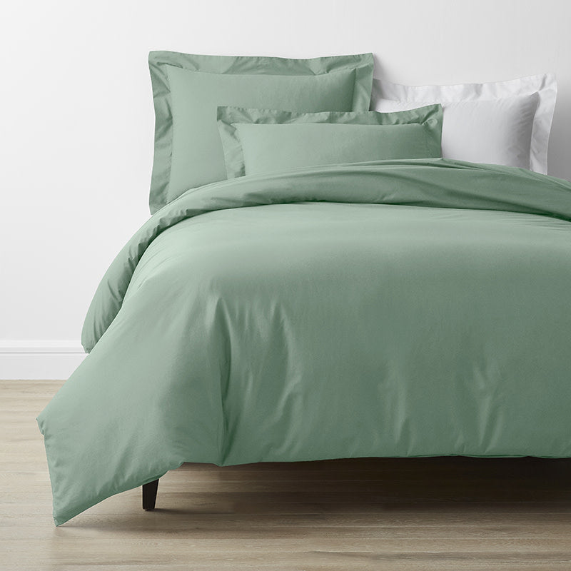 Classic Cool Cotton Percale Bed Duvet Cover - Thyme, Twin/Twin XL