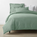 Classic Cool Cotton Percale Bed Duvet Cover - Thyme, Full/Queen