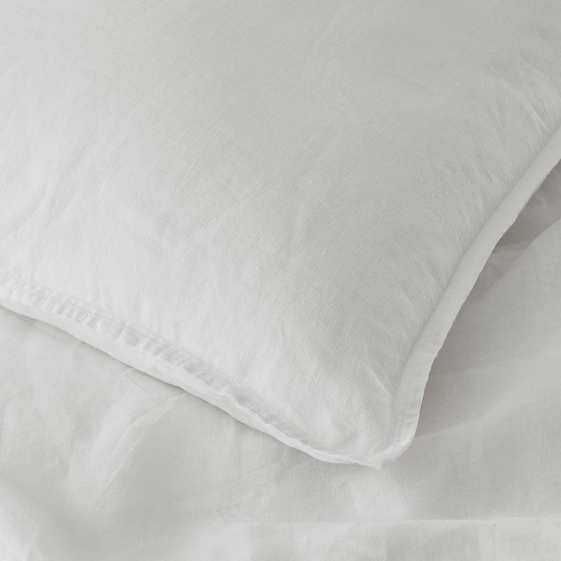 Premium Breathable Washed Linen Solid Bed Sheet Set - White, Twin