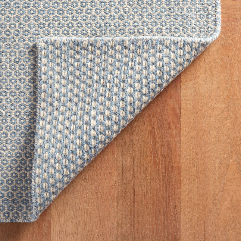 Honeycomb Handwoven Wool Rug -  French Blue, 3' x 5'