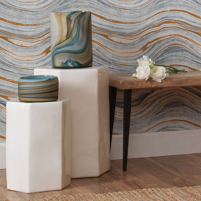 Ceramic Hexagon Side Table - White