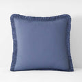 Solid Ruffle Garment Washed Cotton Percale Sham - Denim Blue, Euro