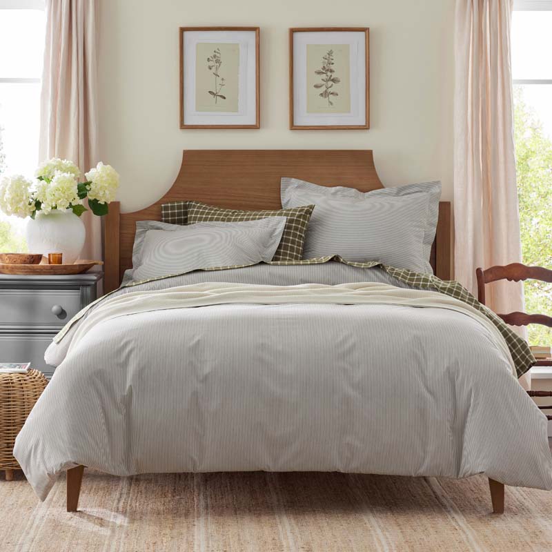Classic Stripes and Plaids Cool Yarn-Dyed Cotton Percale Sham - Stripe Green, Standard