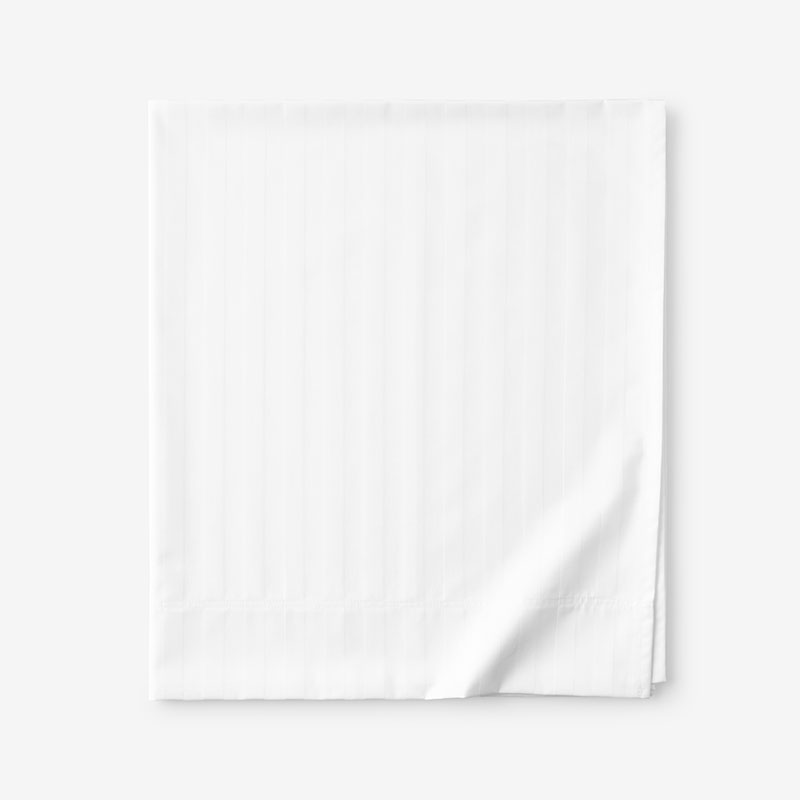 Dobby Stripe Classic Smooth Wrinkle-Free Sateen Flat Bed Sheet - White, King