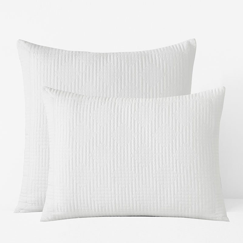 Premium Smooth Cotton Sateen Solid Quilted Sham - White, Euro